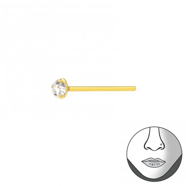 Pozlátený  1,5 mm guľatý zirkón - Šperkové Striebro 925 Piercing Do Nosa A4S42567
