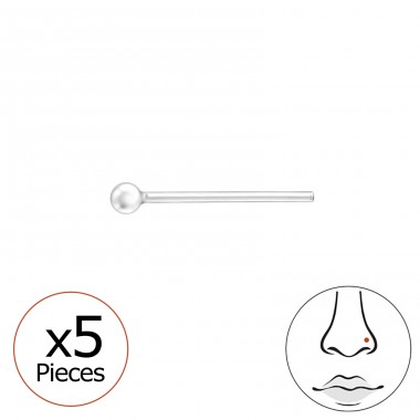  5 db piercing ezüst golyó 1,5 mm  - 925 Ezüst Orrpiercing A4S42568