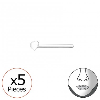 Srdce piercing - Šperkové Striebro 925 Piercing Do Nosa A4S42570