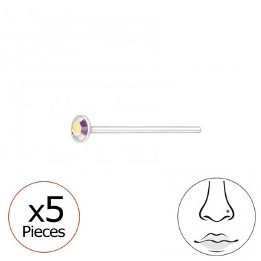 5 pcs Nose Piercing Round 1.5mm - 925 Sterling Silver Nose Silver Piercing A4S42634