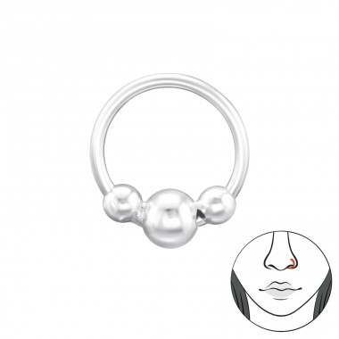 Septum 3mm piercing nosa s guličkami - Šperkové Striebro 925 Piercing Do Nosa A4S46391