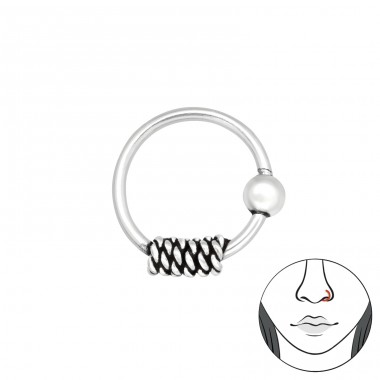 Bali 10mm nose piercing - 925 Sterling Silver Nose Silver Piercing A4S47201