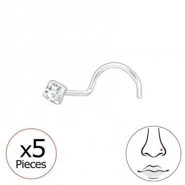 5 ks Guľatý zirkón 2mm - Šperkové Striebro 925 Piercing Do Nosa A4S48029