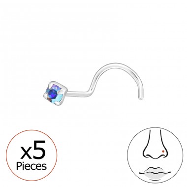 5 ks Guľatý zirkón 2mm - Šperkové Striebro 925 Piercing Do Nosa A4S48029