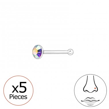 5 pcs Round - 925 Sterling Silver Nose Silver Piercing A4S48038