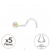 5 pcs Round with Crystal - 925 Sterling Silver Nose Silver Piercing A4S48039
