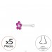 5 Stk. Blume mit Kristallen - 925Er Silber Nasenpiercing Silber A4S48050