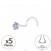5 Stk. Blume mit Kristallen - 925Er Silber Nasenpiercing Silber A4S48053