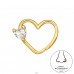 Golden Heart with crystal - 925 Sterling Silver Nose Silver Piercing A4S48371