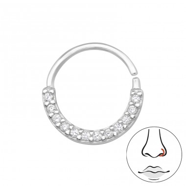 Kreis mit Zirkonia - 925Er Silber Nasenpiercing Silber A4S48373