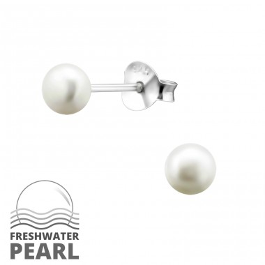 Ezüst Ezüst Kerek - 925 Ezüst Stift fülbevaló gyönggyel A4S15829