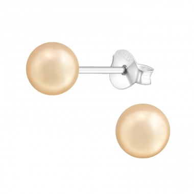 Round - 925 Sterling Silver Ear Studs with Pearls A4S15832