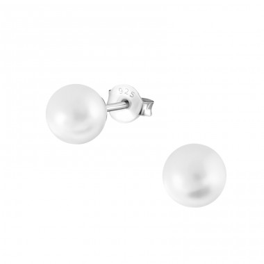 Round - 925 Sterling Silver Ear Studs with Pearls A4S17950