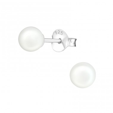 5mm round synthetic pearl - 925 Sterling Silver Ear Studs With Pearls A4S25672