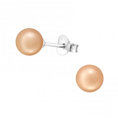 Synthetic 6mm - 925 Sterling Silver Ear Studs with Pearls A4S31183