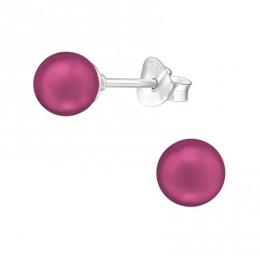 Syntetické 6mm - Stříbro 925 Puzetové náušnice s perlou A4S31183
