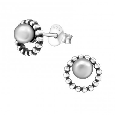 Round - 925 Sterling Silver Ear Studs with Pearls A4S31681