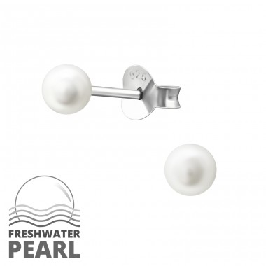 Kerek 4mm - 925 ezüst Stift fülbevaló gyönggyel A4S37339
