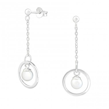 Hanging Pearl - 925 Sterling Silver Ear Studs with Pearls A4S37797