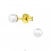 4mm Round synthetic pearl - 925 Sterling Silver Ear Studs With Pearls A4S39048