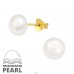 Golden 7mm Freshwater pearl - 925 Sterling Silver Ear Studs With Pearls A4S41110