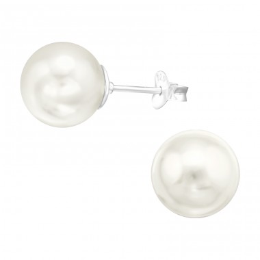 10mm synthetic pearl - 925 Sterling Silver Ear Studs With Pearls A4S42439