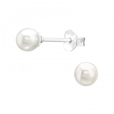 5mm Round - 925 Sterling Silver Ear Studs with Pearls A4S43799