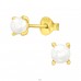 Glass Pearl 4mm gold plated - 925 Sterling Silver Ear Studs With Pearls A4S45775
