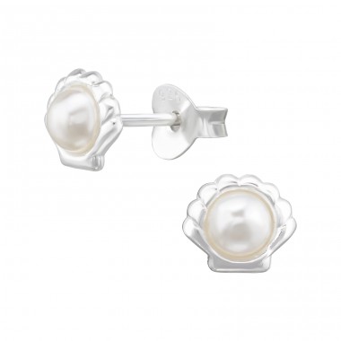 Mušľa s perlou uprostred - Šperkové Striebro 925 Puzetové Náušnice S Perlou A4S46835