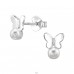 Schmetterling mit Perle - 925Er Silber Ohrstecker Mit Perlen A4S49191