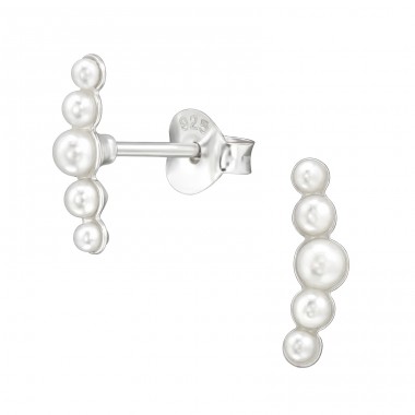 Pearls Connected - 925 Sterling Silver Ear Studs With Pearls A4S49558