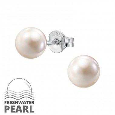 Perla de apa dulce rotunda 6mm - Argint 925 Cercei Cu Perle Și Șurub A4S50635