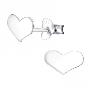 Heart - 925 Sterling Silver Plain Ear Studs A4S15222