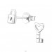 Key - Mismatch - 925 Sterling Silver Plain Ear Studs A4S15553
