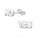 Yes No - Mismatch - 925 Sterling Silver Plain Ear Studs A4S17408