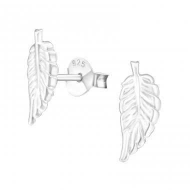 Feather - 925 Sterling Silver Plain Ear Studs A4S17849
