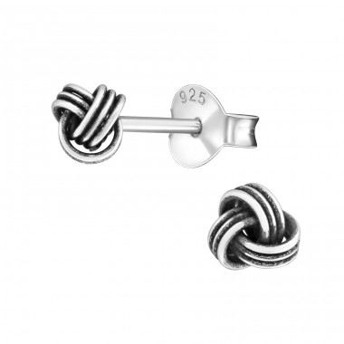 Silberner Knoten - 925er Silber Glatte Ohrstecker A4S17994