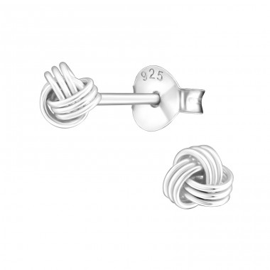 Knot - 925 Sterling Silver Plain Ear Studs A4S17995