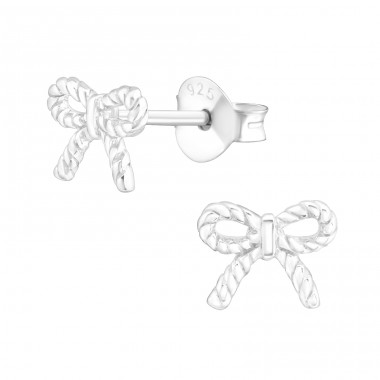 Silberne Schleife - 925er Silber Glatte Ohrstecker A4S18825