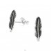 Feather - 925 Sterling Silver Plain Ear Studs A4S19201