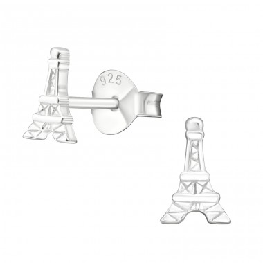 Eiffel Tower - 925 Sterling Silver Plain Ear Studs A4S20571