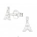 Eiffel Tower - 925 Sterling Silver Plain Ear Studs A4S20571