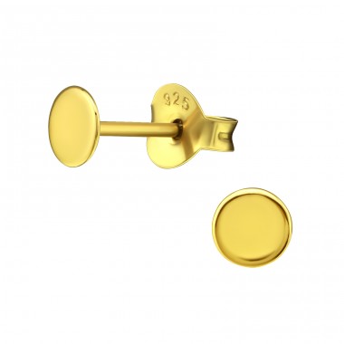 Round - 925 Sterling Silver Plain Ear Studs A4S20617