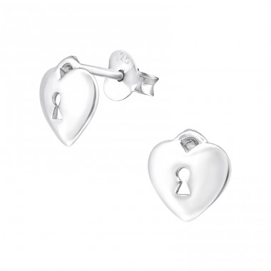 Heart - 925 Sterling Silver Plain Ear Studs A4S20812