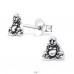 Buddha - 925 Sterling Silver Plain Ear Studs A4S20833