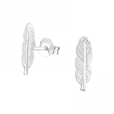 Silbernes Blatt - 925er Silber Glatte Ohrstecker A4S20865