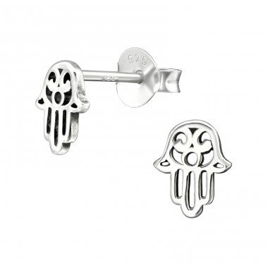 Silber Hamsa - 925er Silber Glatte Ohrstecker A4S21174