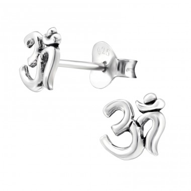 Ezüst Om Symbol - 925 Ezüst Egyszerű Stift fülbevaló A4S21175