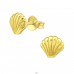 Shell - 925 Sterling Silver Plain Ear Studs A4S21384
