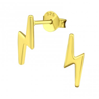 Thunderbolt - 925 Sterling Silver Plain Ear Studs A4S21458